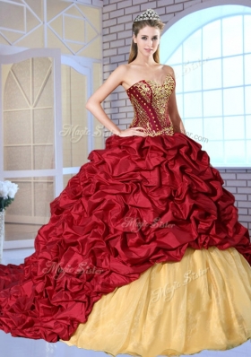 Most Popular Sweetheart Brush Train Pick Ups and Appliques Sweet 16 Dresses