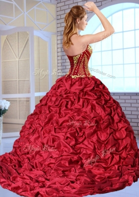 Most Popular Sweetheart Brush Train Pick Ups and Appliques Sweet 16 Dresses