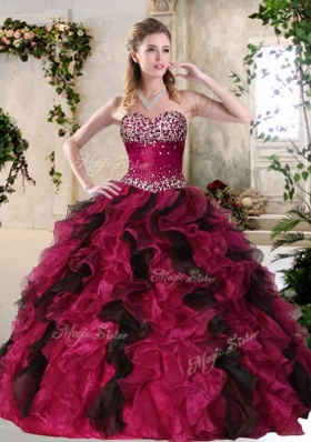 Most Popular Sweetheart Multi Color Sweet 16 Gowns with Beading and Ruffles