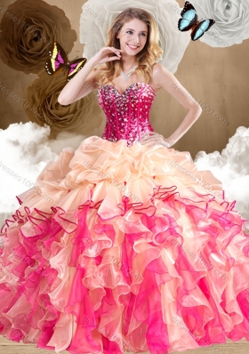 New Style Multi Color Quinceanera Gowns with Beading and Ruffles