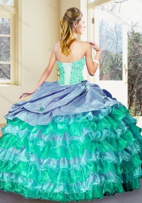 Perfect Ball Gown Multi Color Quinceanera Dresses with Ruffled Layers-1