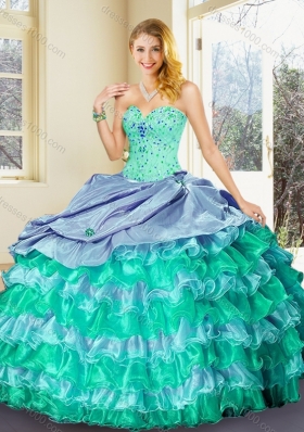 Perfect Ball Gown Multi Color Quinceanera Dresses with Ruffled Layers-1