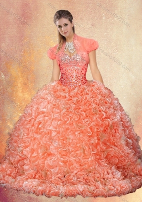 Perfect Brush Train Sweet 16 Dresses with Beading and Ruffles