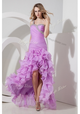 Sexy Column High Low Prom Dress with Ruffled Layers