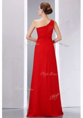 Sexy Column One Shoulder Prom Dress with High Slit