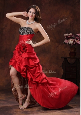 Sexy High Low Strapless Prom Dress With Hand Made Flowers