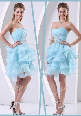 Sexy Mini Length Sweetheart Prom Dress with Beading and Ruffles