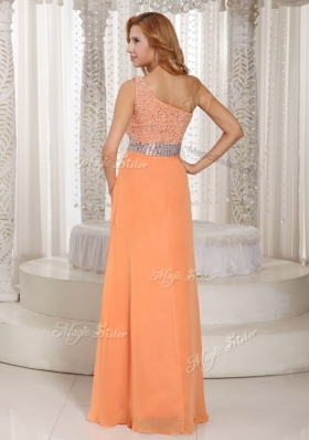 Sexy One Shoulder Beading Prom Dress with Side Zipper