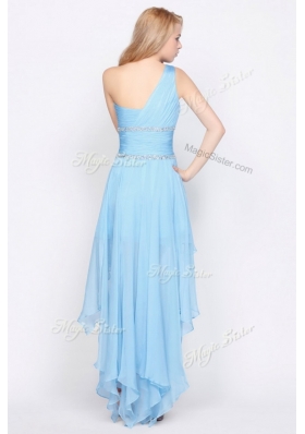 Sexy One Shoulder High Low Prom Dresses with Beading