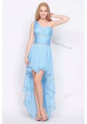 Sexy One Shoulder High Low Prom Dresses with Beading