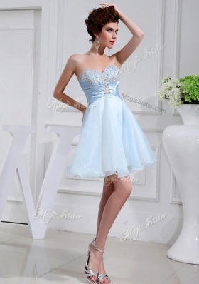 Sexy Short Sweetheart Beading Prom Dress in Light Blue