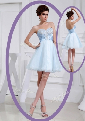 Sexy Short Sweetheart Beading Prom Dress in Light Blue