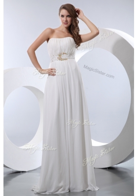 2016 Discount Empire Strapless Beading Prom Dresses in White