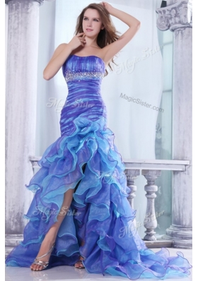 2016 Hot Sale Column Sweetheart High Low Beading and Ruffled Layers Prom Dresses