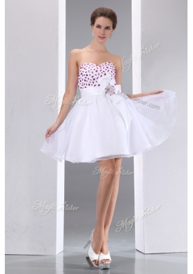 2016 Popular Sweetheart White Short Prom Dresses with Beading