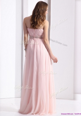 2016 Simple Strapless Beading Long Prom Dresses in Baby Pink