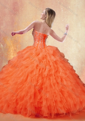 Classical Sweetheart Ruffles Quinceanera Dresses in Orange Red