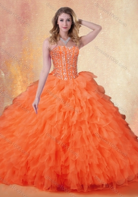 Classical Sweetheart Ruffles Quinceanera Dresses in Orange Red