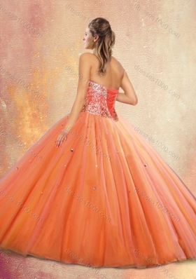 Customized Sweetheart Orange Red Quinceanera Gowns with Beading