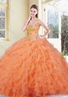 Fashionable Ball Gown Orange Red Quinceanera Gowns with Ruffles