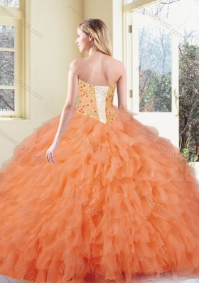 Fashionable Ball Gown Orange Red Quinceanera Gowns with Ruffles