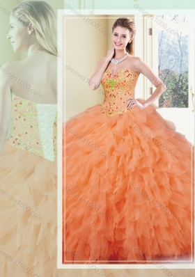 Fashionable Ball Gown Orange Red Quinceanera Gowns with Ruffles