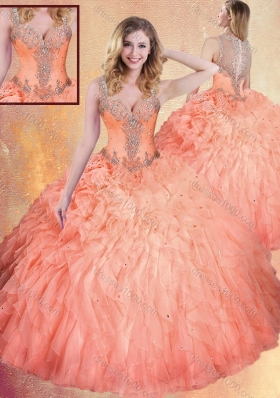 Fashionable Straps Ball Gown Sweet 16 Dresses with Ruffles and Appliques