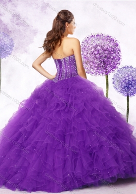 New Arrivals Strapless Purple Quinceanera Gowns with Beading and Ruffles