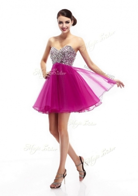 Perfect Sweetheart Fuchsia Short Prom Dresses with Beading