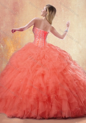 Pretty Ball Gown Orange Red Quinceanera Dresses with Ruffles