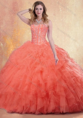 Pretty Ball Gown Orange Red Quinceanera Dresses with Ruffles