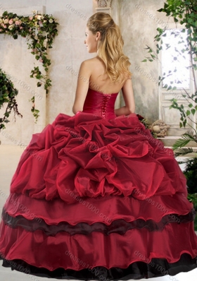 Romantic Ball Gown Beading and Pick Ups Sweet 16 Gowns in Wine Red