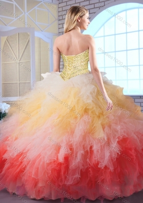 Romantic Ball Gown Sweet 16 Dresses in Multi Color with Beading and Ruffles