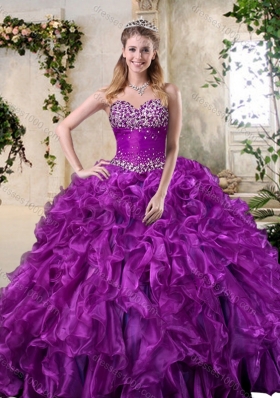 Super Hot Sweetheart Purple Quinceanera Dresses with Beading and Ruffles