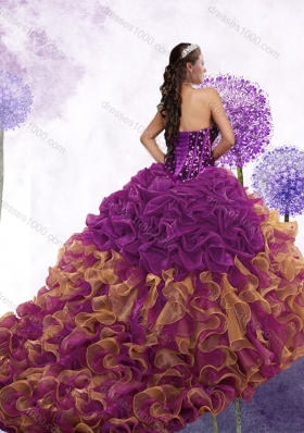 Pretty Sweetheart Beading and Ruffles Quinceanera Gowns in Multi Color