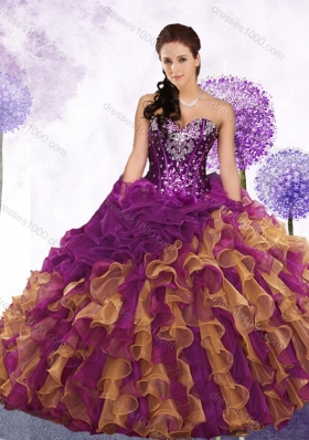 Pretty Sweetheart Beading and Ruffles Quinceanera Gowns in Multi Color