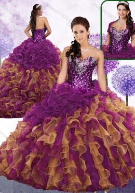 Pretty Sweetheart Beading and Ruffles Quinceanera Gowns in Multi Color