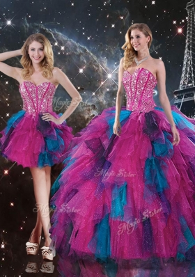 2016 Sweet Sweetheart Detachable Quinceanera Gowns with Beading