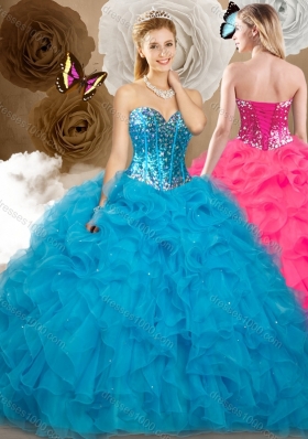 Affordable Ball Gown Sweetheart Beading and Ruffles Sweet 16 Dresses