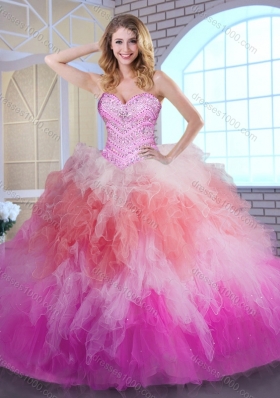 Classical Ball Gown Multi Color Quinceanera Dresses with Beading and Ruffles