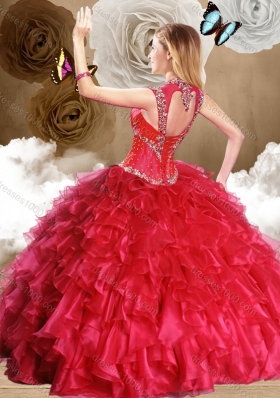 Fashionable Red Quinceanera Gowns with Beading and Ruffles