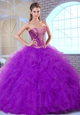 Inexpensive Sweetheart Ruffles and Appliques Sweet 16 Gowns