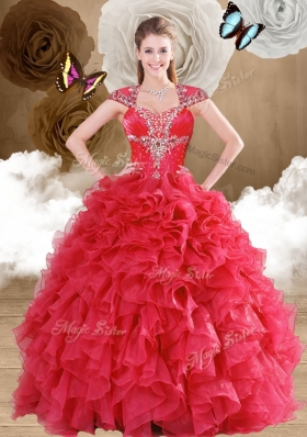 Latest Beading and Ruffles Quinceanera Gowns in Red