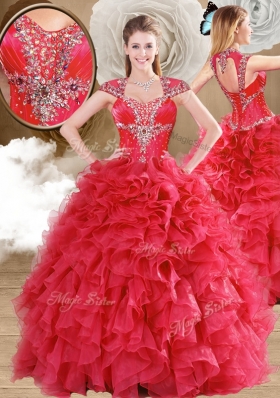 Latest Beading and Ruffles Quinceanera Gowns in Red