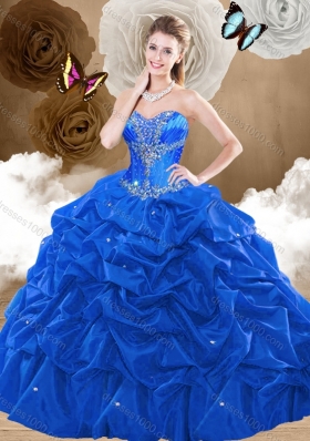 Lovely Beading and Pick Ups Sweet 16 Gowns with Brush Train