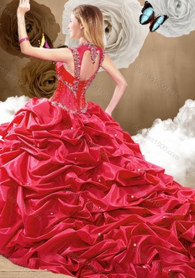 Lovely Beading and Pick Ups Sweet 16 Gowns with Brush Train