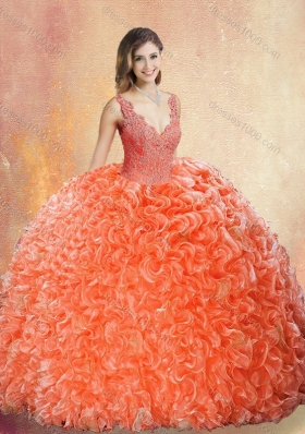 New Style V Neck Brush Train Quinceanera Dresses with Appliques