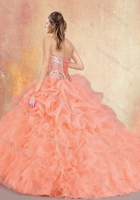 Popular Brush Train Sweet 16 Gowns with Ruffles and Bubles