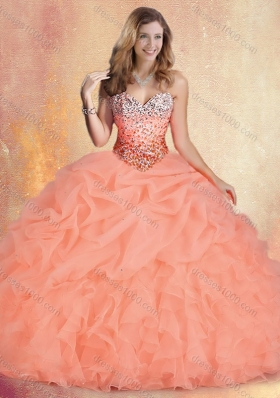 Popular Brush Train Sweet 16 Gowns with Ruffles and Bubles