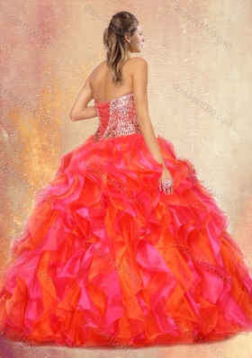 Pretty Ball Gown Multi Color Sweet 16 Gowns with Beading and Ruffles